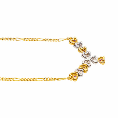Collier Collier motifs cœurs en or jaune et blanc 18 carats, diamants et rubis 58 Facettes 4670260CN
