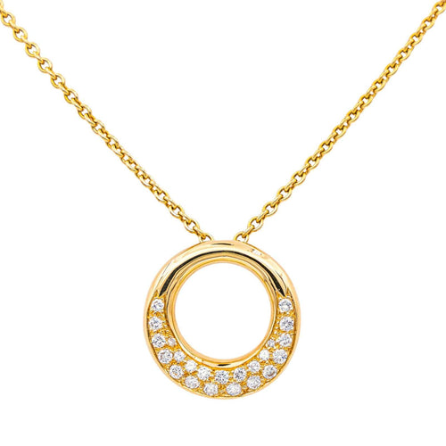 Collier Collier avec pendentif cercle en or jaune 18 carats et diamants 58 Facettes 4688974CN
