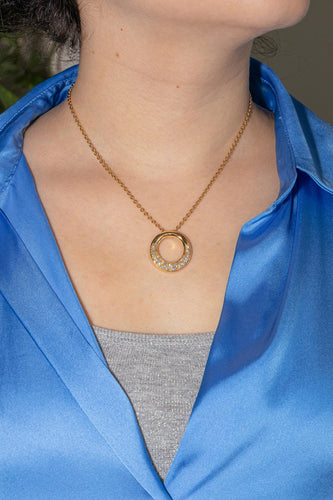 Collier Collier avec pendentif cercle en or jaune 18 carats et diamants 58 Facettes 4688974CN