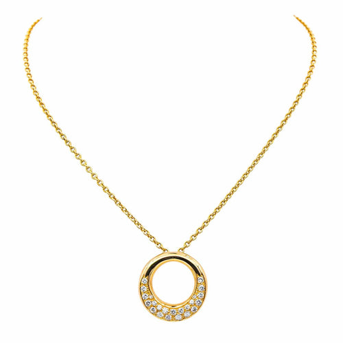 Collier Collier avec pendentif cercle en or jaune 18 carats et diamants 58 Facettes 4688974CN