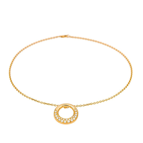 Collier Collier avec pendentif cercle en or jaune 18 carats et diamants 58 Facettes 4688974CN