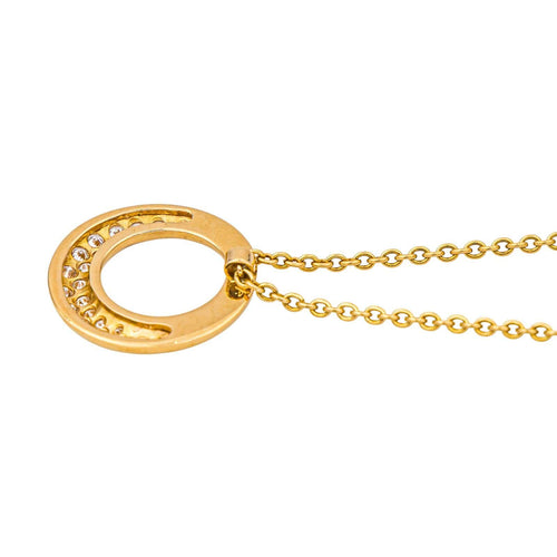Collier Collier avec pendentif cercle en or jaune 18 carats et diamants 58 Facettes 4688974CN
