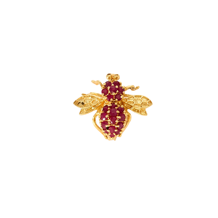 Broche Abeille or jaune rubis