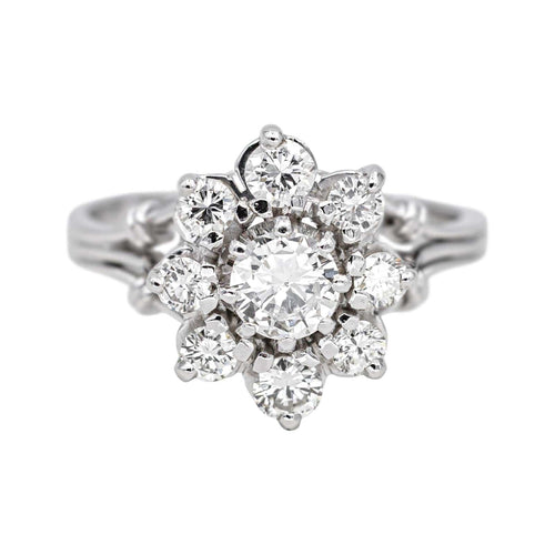 Bague 55 Bague marguerite sertie de diamants en or blanc et platine 58 Facettes 4712452CN