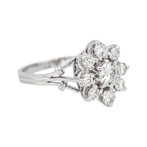 Bague 55 Bague marguerite sertie de diamants en or blanc et platine 58 Facettes 4712452CN