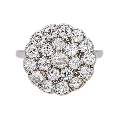 Bague 53.5 Bague en or blanc 18 carats pavée de diamants taille ancienne 58 Facettes 4712453CN