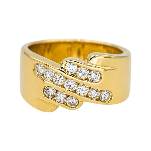 Bague 51 Bague en or jaune 18 carats sertie de diamants 58 Facettes 4712456CN