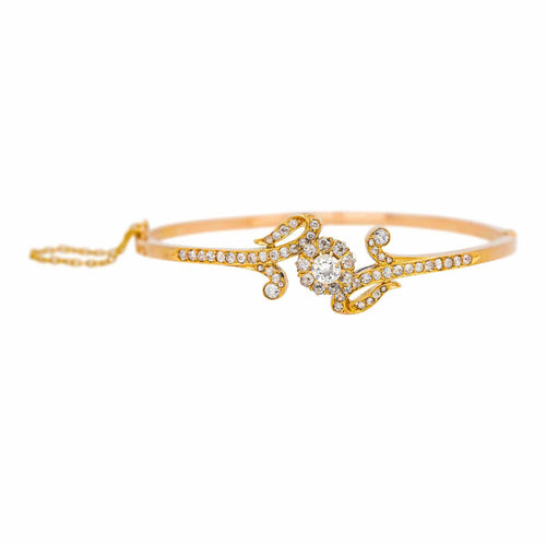 Bracelet Bracelet jonc en or rose 18 carats serti de diamants 58 Facettes 4712460CN