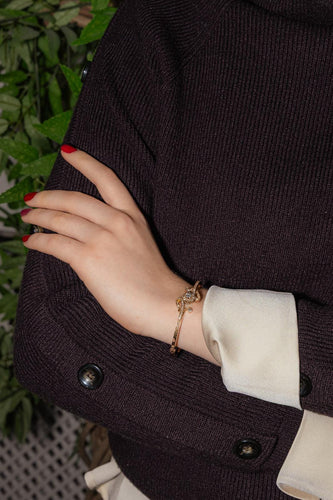 Bracelet Bracelet jonc en or rose 18 carats serti de diamants 58 Facettes 4712460CN