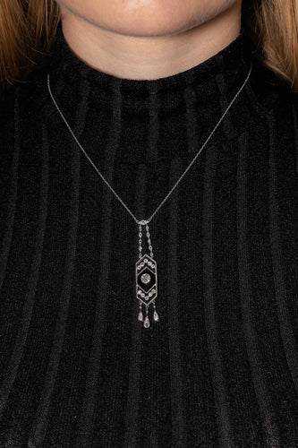 Collier Collier Art déco - Motifs géométriques en platine 950, onyx et diamants 58 Facettes 4712461CN