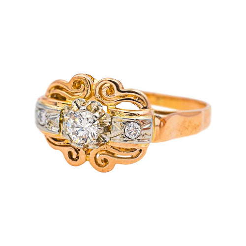 Bague 56 Bague en or rose et or blanc 18 carats sertie de diamants 58 Facettes 4724002CN