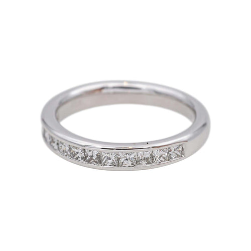 Bague 49 Bague demi-alliance en or blanc 18 carats et diamants 58 Facettes 4738162CN