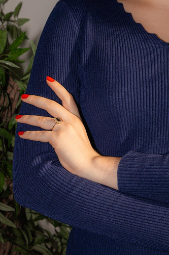 Bague 54 Bague marguerite en or jaune avec saphir et diamants 58 Facettes 4745023CN