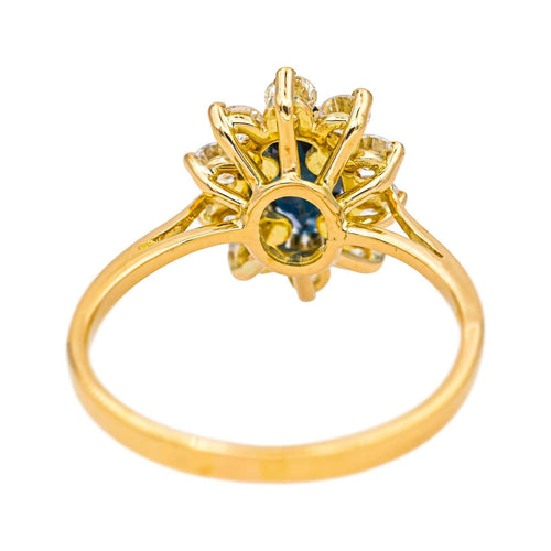 Bague 54 Bague marguerite en or jaune avec saphir et diamants 58 Facettes 4745023CN