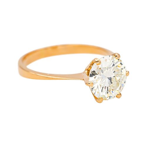 Bague 51 Bague solitaire en or jaune 18 carats avec diamant taille ancienne 58 Facettes 4745024CN