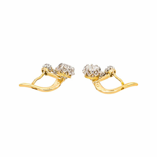 Boucles d'oreilles Boucles d’oreilles dormeuses en or jaune et platine avec diamants 58 Facettes 4745028CN