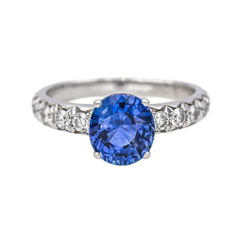 Bague 52 Bague en or blanc 18 carats avec saphir ovale et diamants 58 Facettes 4795162CN