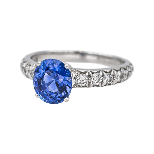 Bague 52 Bague en or blanc 18 carats avec saphir ovale et diamants 58 Facettes 4795162CN