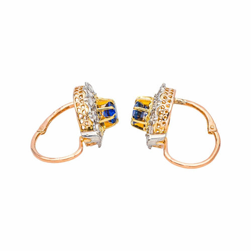 Boucles d'oreilles Boucles d’oreilles dormeuses saphirs et diamants en or rose, or jaune et platine 58 Facettes 4801530CN
