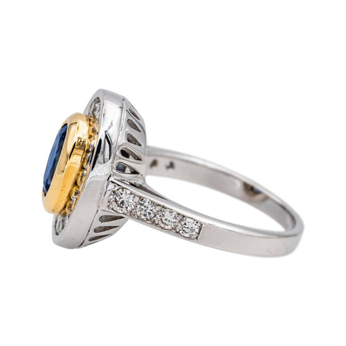 Bague 53 Bague Pompadour en or blanc et jaune 18 carats saphir et diamants 58 Facettes 4801589CN