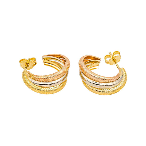 Boucles d'oreilles Boucles d’oreilles créoles en or jaune, blanc et rose 18 carats 58 Facettes 4815711CN