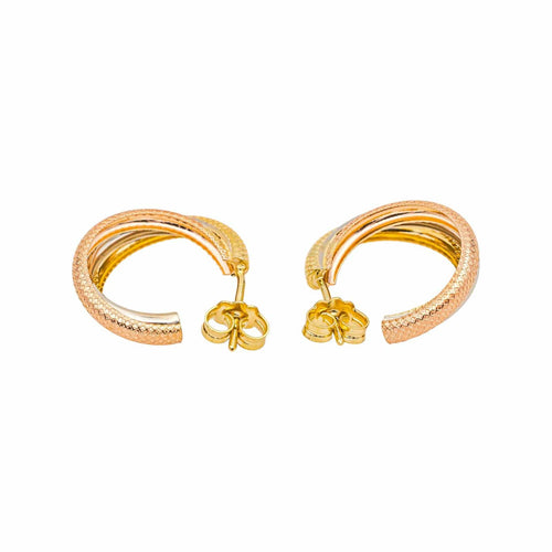 Boucles d'oreilles Boucles d’oreilles créoles en or jaune, blanc et rose 18 carats 58 Facettes 4815711CN