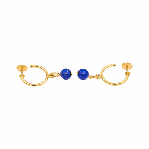 Boucles d'oreilles Boucles d’oreilles créoles en or jaune 18 carats et lapis-lazuli 58 Facettes 4830512CN