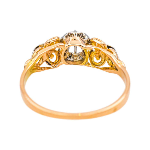 Bague 54 Bague solitaire rétro en or rose 18 carats, platine et diamant 58 Facettes 4830527CN