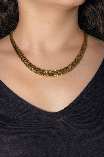 Collier Collier maille tressée en or jaune 18 carats 58 Facettes 4833140CN