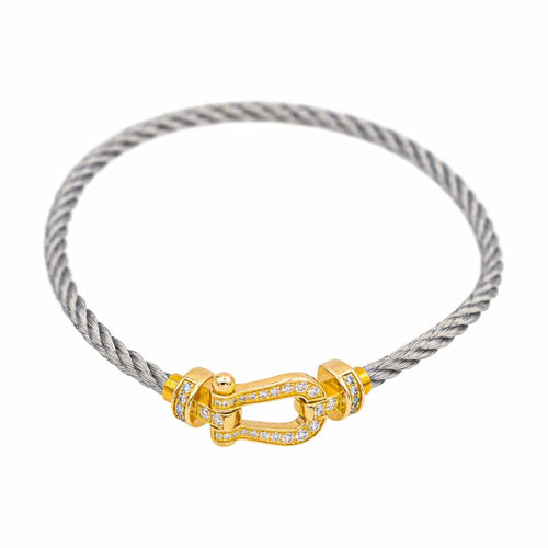 Bracelet Fred Force 10 - Bracelet moyen modèle en or jaune et diamants 58 Facettes 4848272RV