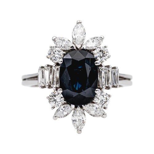 Bague 55 Bague Entourage Or blanc Saphir, Diamant 58 Facettes 4878446CN