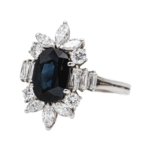 Bague 55 Bague Entourage Or blanc Saphir, Diamant 58 Facettes 4878446CN