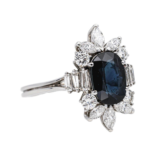 Bague 55 Bague Entourage Or blanc Saphir, Diamant 58 Facettes 4878446CN