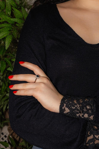 Bague 59 Bague marguerite en or blanc avec saphir et diamants 58 Facettes 4878498CN