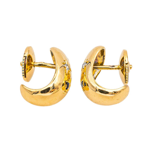 Boucles d'oreilles Boucles d'oreilles demi-créoles en or jaune 18 carats, diamants et saphirs 58 Facettes 4890759CN