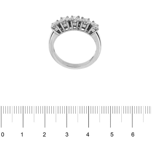 Bague 54 Bague rivière - Anneau 5 diamants en or blanc 18 kt 58 Facettes 49
