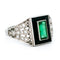 Bague 56 Bague en platine avec émeraude, onyx et diamants 58 Facettes 4E1AB52DC0A34BB8AF034567CE1842E0