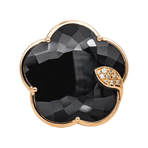 Bague 55 Pasquale Bruni - Bague fleur en or rose avec onyx et diamants 58 Facettes 4908648RV