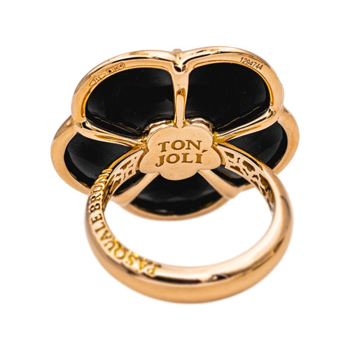 Bague 55 Pasquale Bruni - Bague fleur en or rose avec onyx et diamants 58 Facettes 4908648RV