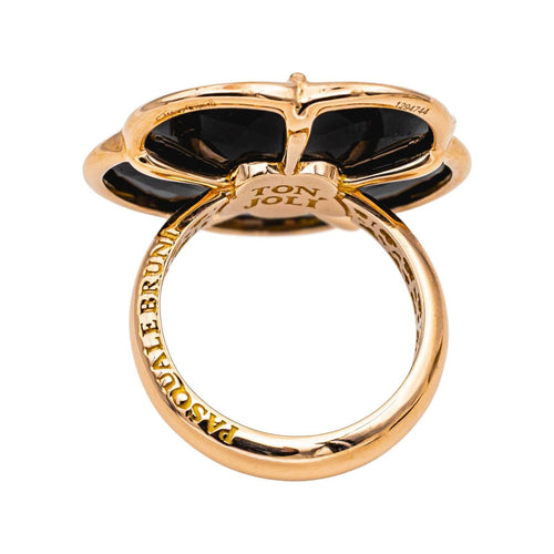 Bague 55 Pasquale Bruni - Bague fleur en or rose avec onyx et diamants 58 Facettes 4908648RV