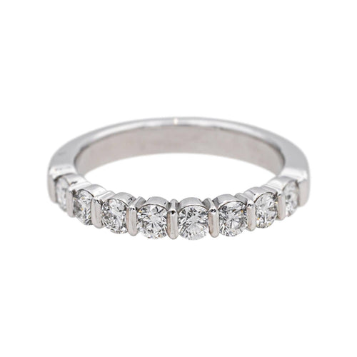 Bague 47 Bague demi-alliance en platine 950 sertie de diamants 58 Facettes 4913272CN