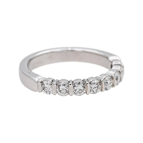 Bague 47 Bague demi-alliance en platine 950 sertie de diamants 58 Facettes 4913272CN