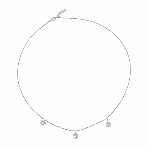 Collier Messika My Twin Trio - Collier en or blanc 18 carats et diamants 58 Facettes 4914822RV