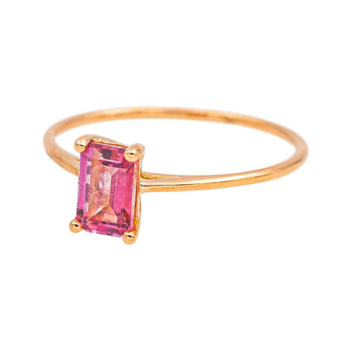 Bague 51 Ginette NY - Bague Mini Cocktail en or rose et topaze rose 58 Facettes 4915170RV