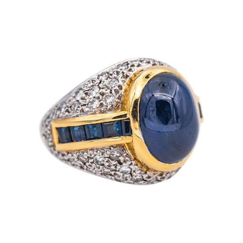 Bague 49 Bague en or blanc et jaune 18 carats avec saphirs et diamants 58 Facettes 4931993CN