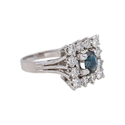 Bague 57 Bague Or blanc Saphir, Diamant 58 Facettes 4931995CN