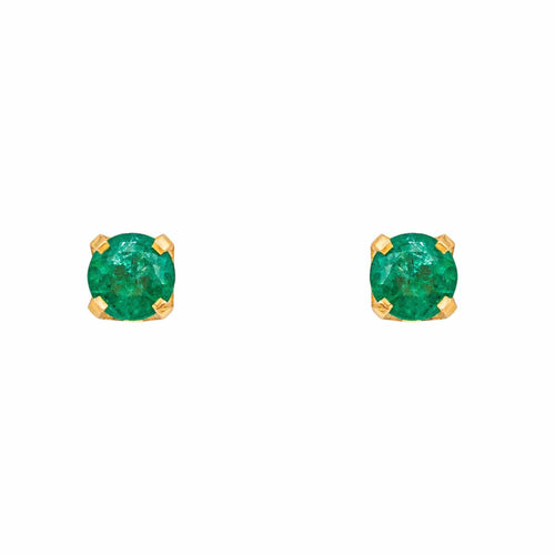Boucles d'oreilles Boucles d’oreilles puces en or jaune 18 carats et émeraudes 58 Facettes 4931996CN