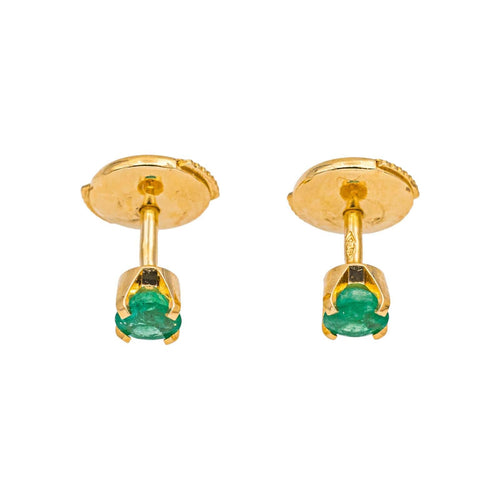 Boucles d'oreilles Boucles d’oreilles puces en or jaune 18 carats et émeraudes 58 Facettes 4931996CN