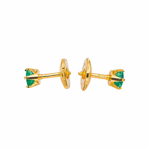 Boucles d'oreilles Boucles d’oreilles puces en or jaune 18 carats et émeraudes 58 Facettes 4931996CN