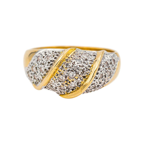 Bague 53 Bague en or jaune et blanc 18 carats pavée de diamants 58 Facettes 4931998CN